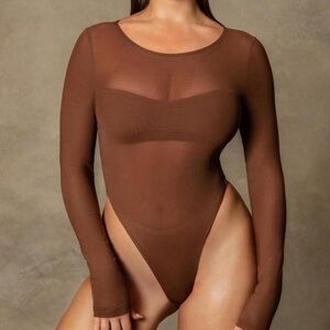 Meshki Brown Long Sleeve Bodysuit